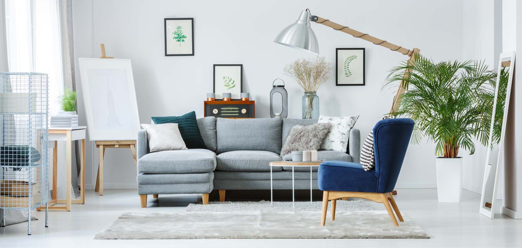 Stylish Living Room With Retro Velvet Chair